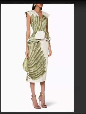 Johanna Ortiz Cream and Palm Leaf-Print Dress